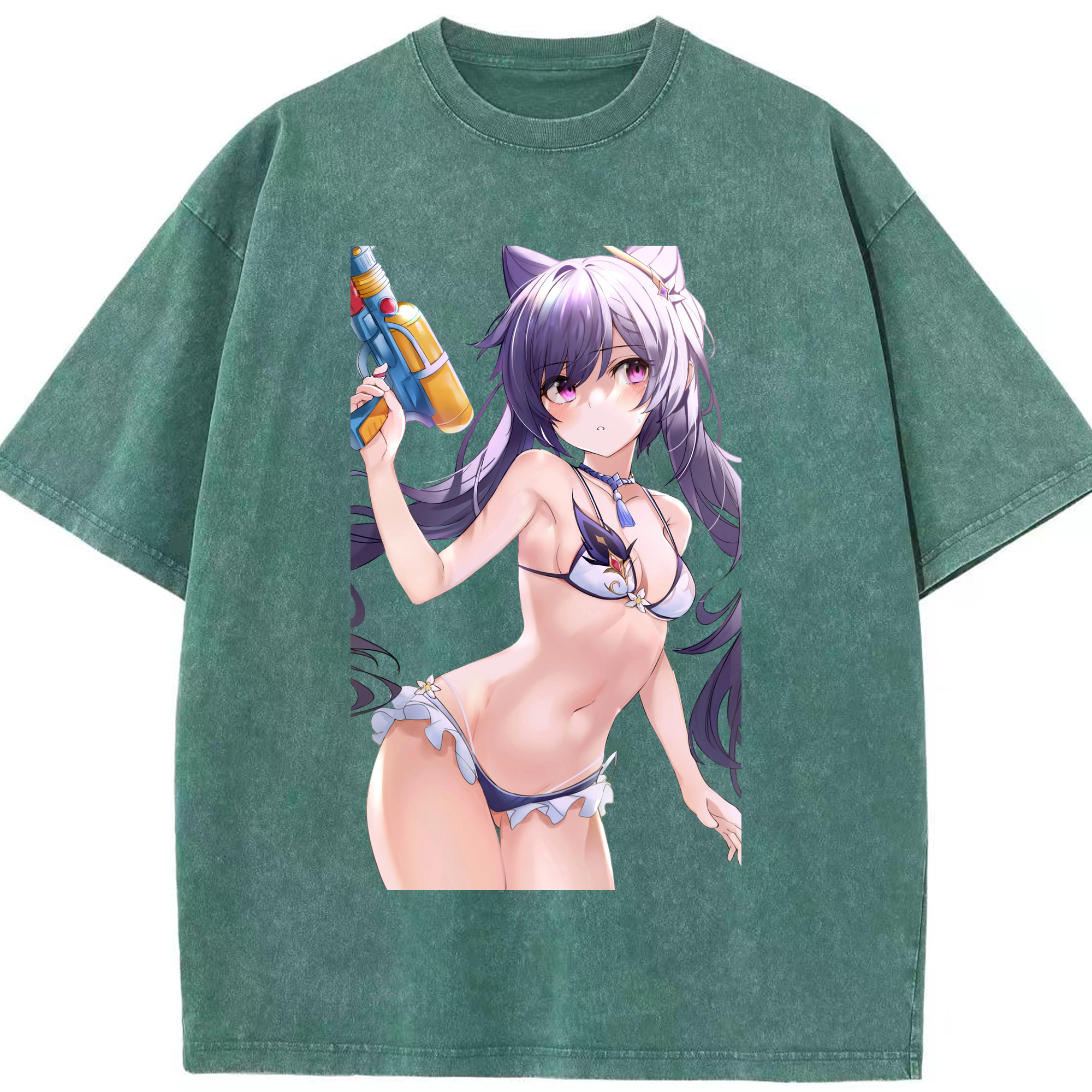 げんし神 刻晴 こくせい genshin Kokusei 綿100% ヴィンテージ風 半袖Tシャツ（フロントプリント）